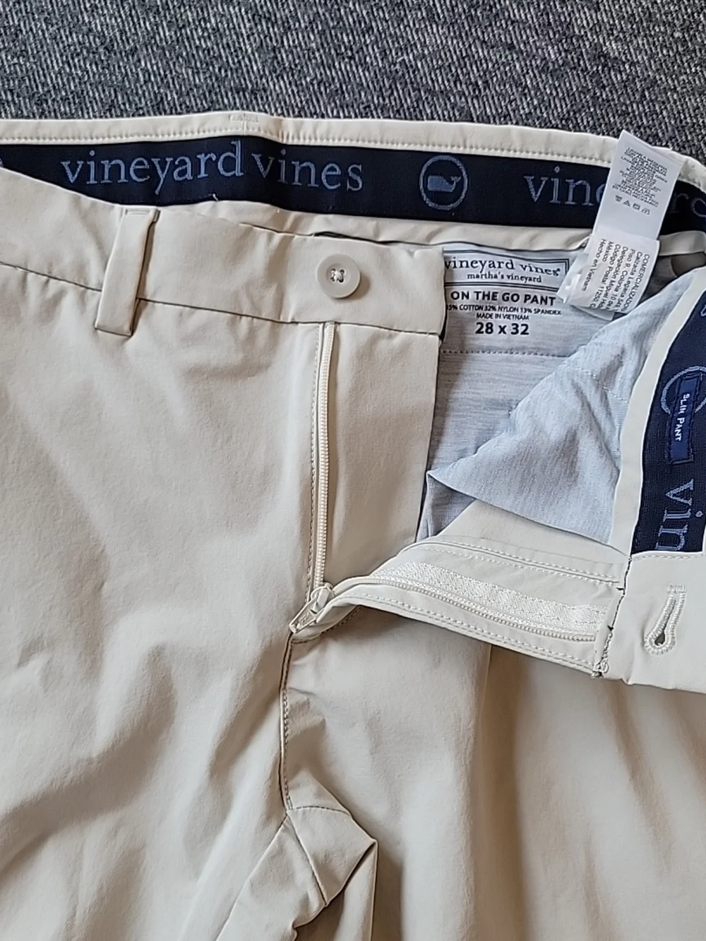 Vineyard Vines On-The-Go Pants Men's 28x32‎ Cream OTG Stretch Chino Performance